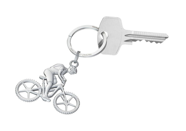Troika MOUNTAIN BIKE Keychain – Metal Cast Cyclist with NAILGUARD Ring