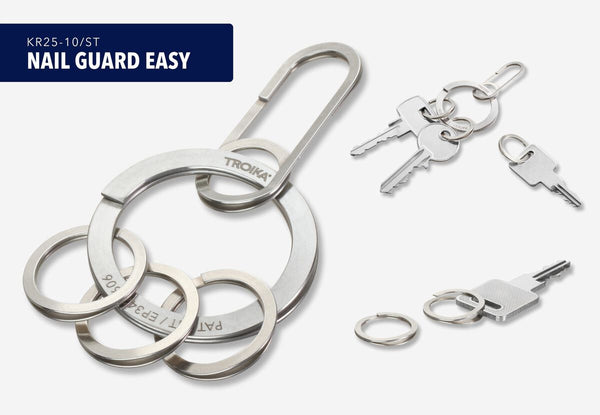Troika NAIL GUARD EASY Keychain – Stainless Steel with Carabiner