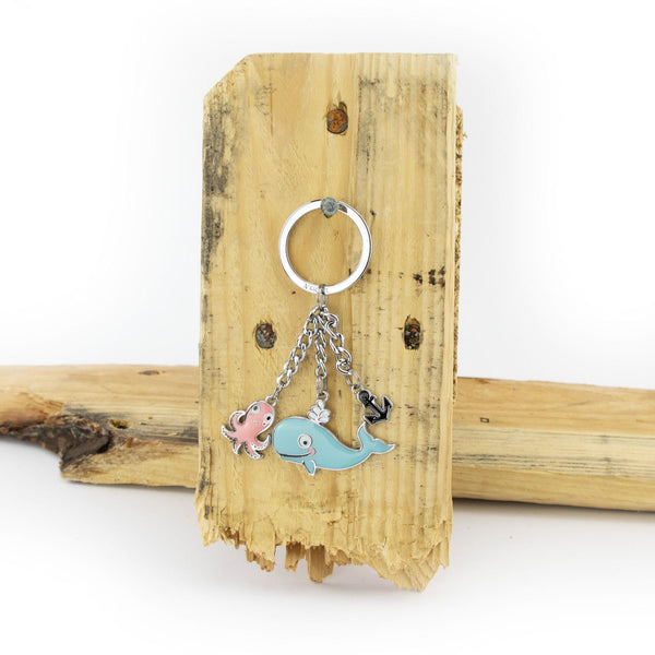 Troika Ocean Friends Keychain with Whale and Octopus Charm