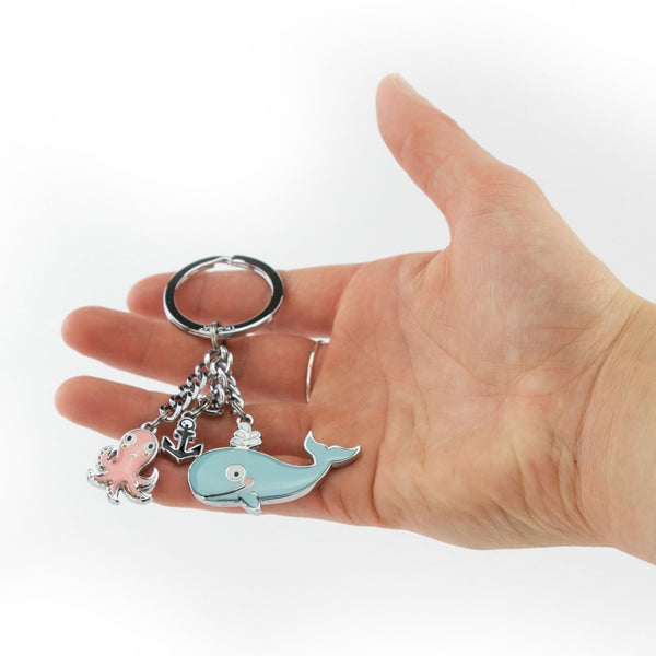 Troika Ocean Friends Keychain with Whale and Octopus Charm