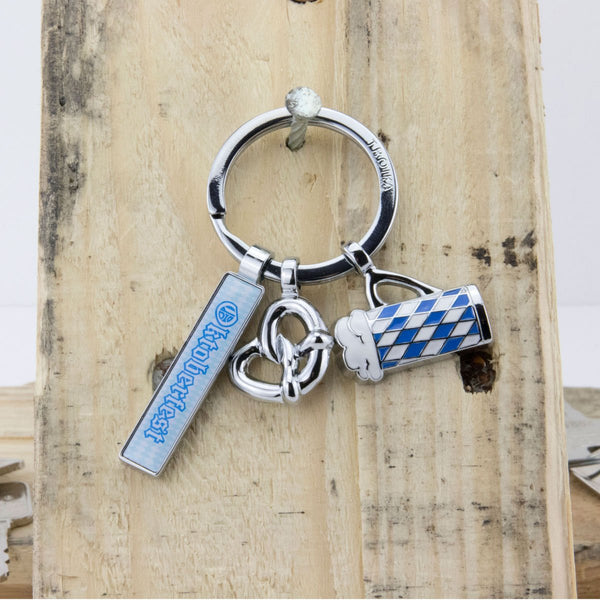 Troika Oktoberfest Charm Keychain with Beer Stein and Pretzel