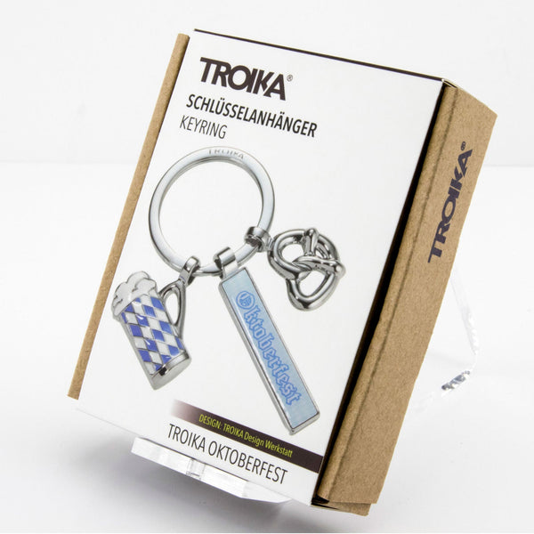 Troika Oktoberfest Charm Keychain with Beer Stein and Pretzel