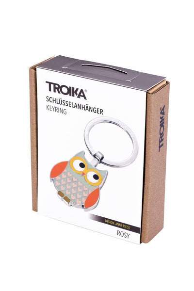 Troika Owl Charm Keychain Grey