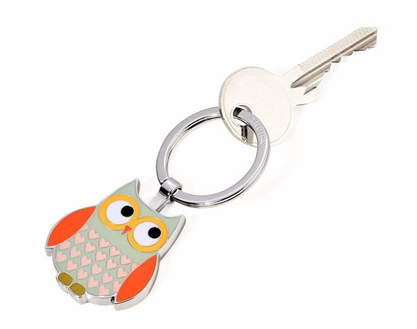 Troika Owl Charm Keychain Grey
