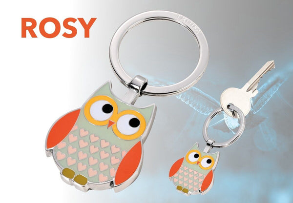 Troika Owl Charm Keychain Grey