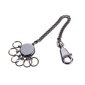 Troika Patent Quick Release Keychain with Security Belt Chain Black Chrome Finish