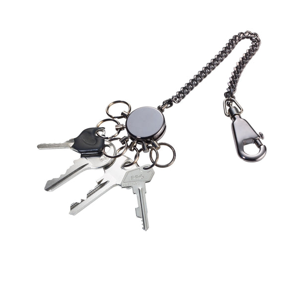 Troika Patent Quick Release Keychain with Security Belt Chain Black Chrome Finish