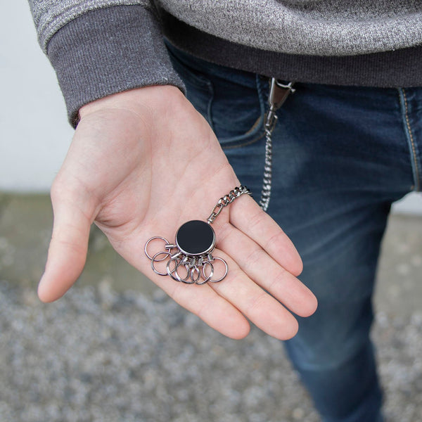 Troika Patent Quick Release Keychain with Security Belt Chain Black Chrome Finish