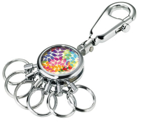 Troika Patent Valet Keyring Chrome Colorful Leaves