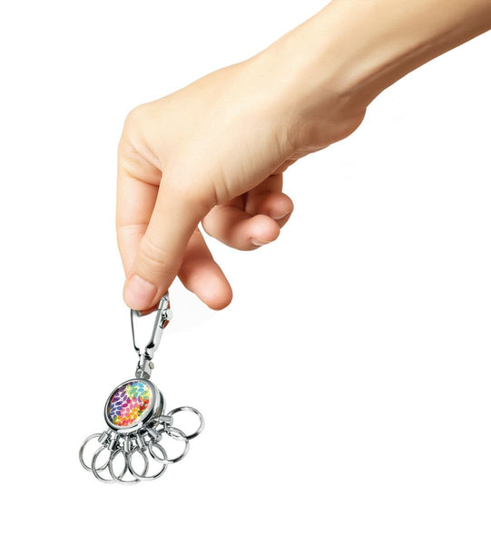 Troika Patent Valet Keyring Chrome Colorful Leaves