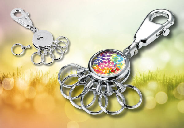 Troika Patent Valet Keyring Chrome Colorful Leaves