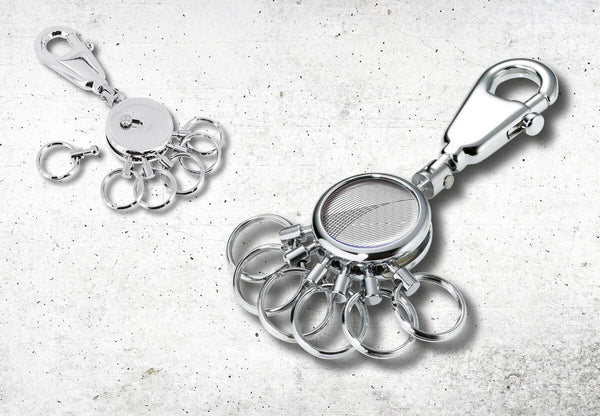 Troika Patent Valet Keyring Chrome Geometric Waves