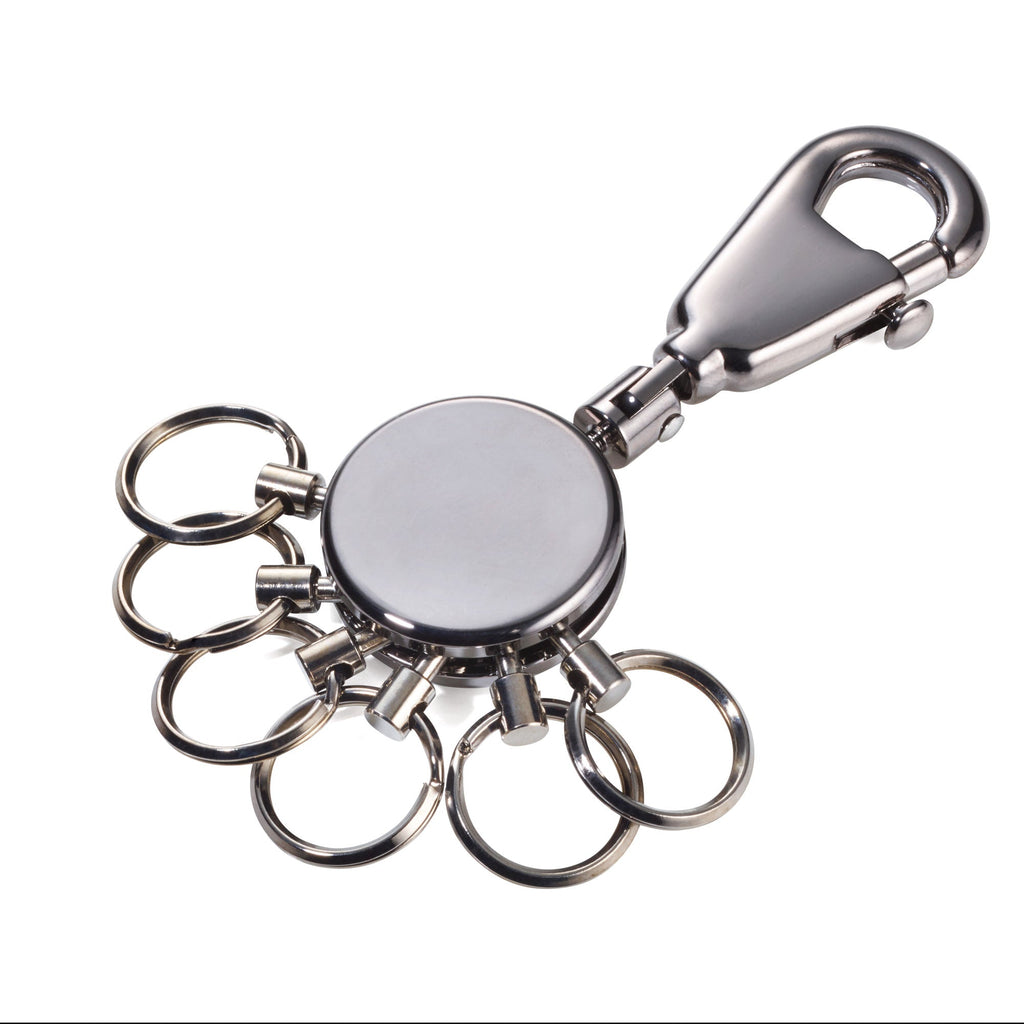 Valet Keychains Troika Patent Multi-ring Keyring Black Chrome Finish | Troikaus.com