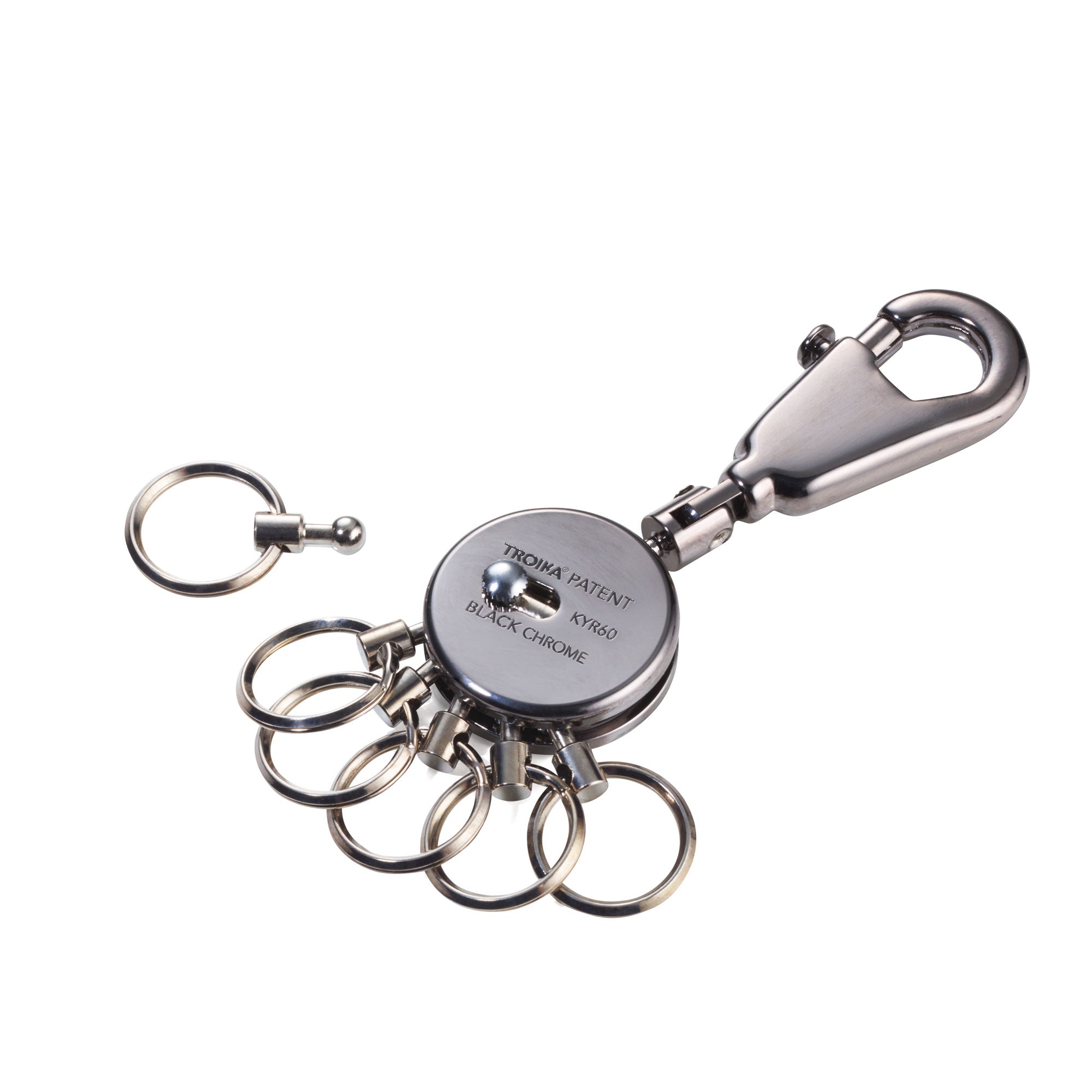 Troika Patent Multi-ring Keyring Black Chrome Finish | Troikaus.com