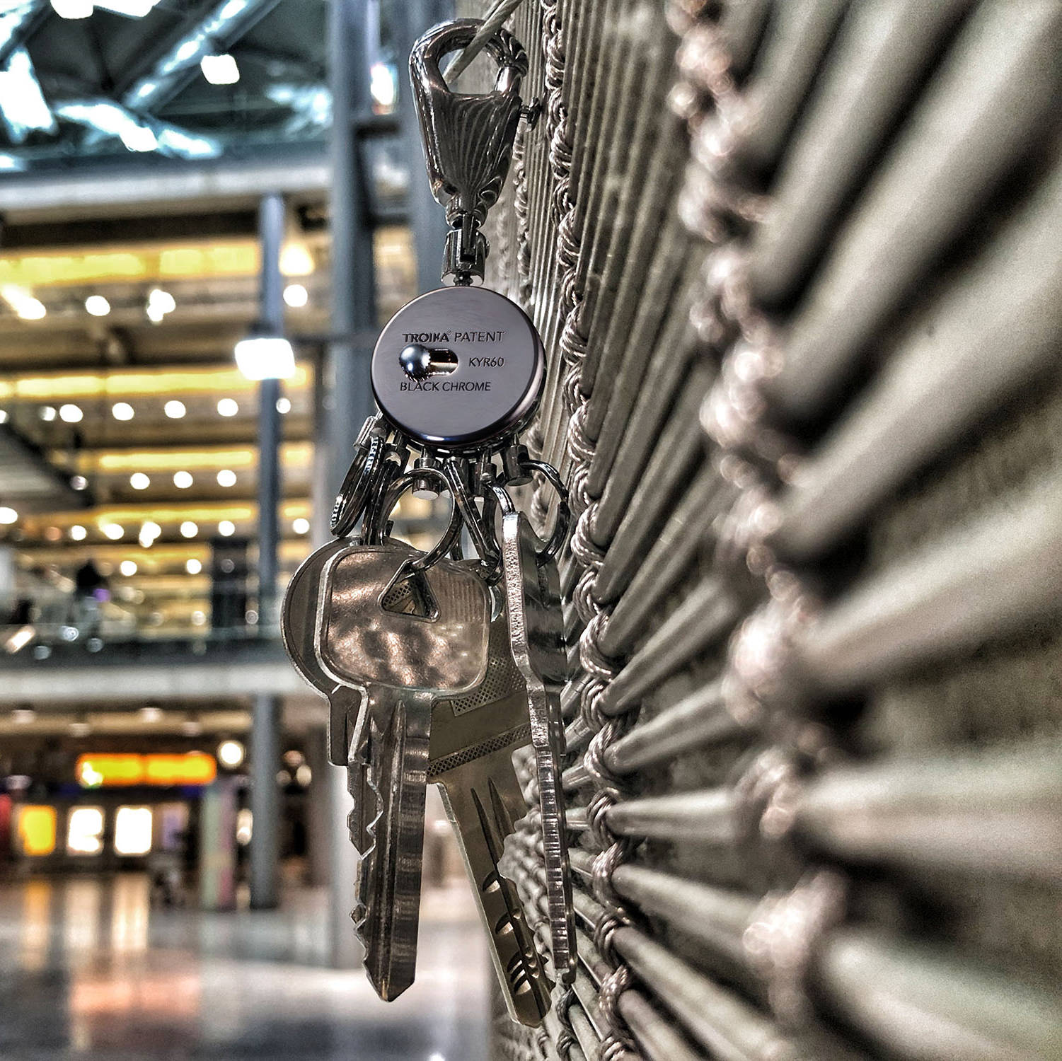 Valet Keychains Troika Patent Multi-ring Keyring Black Chrome Finish | Troikaus.com