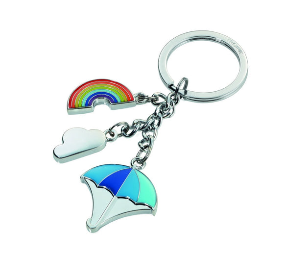 Troika Rainbow, Cloud, and Umbrella Key Ring, KR17-12/CH