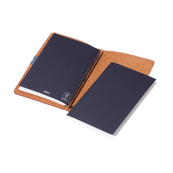 Troika Item BTJ36/BR Refillable Dot Grid A5 Bullet Journal with Leatherette Cover Showing two journals inside the cover Alt Image