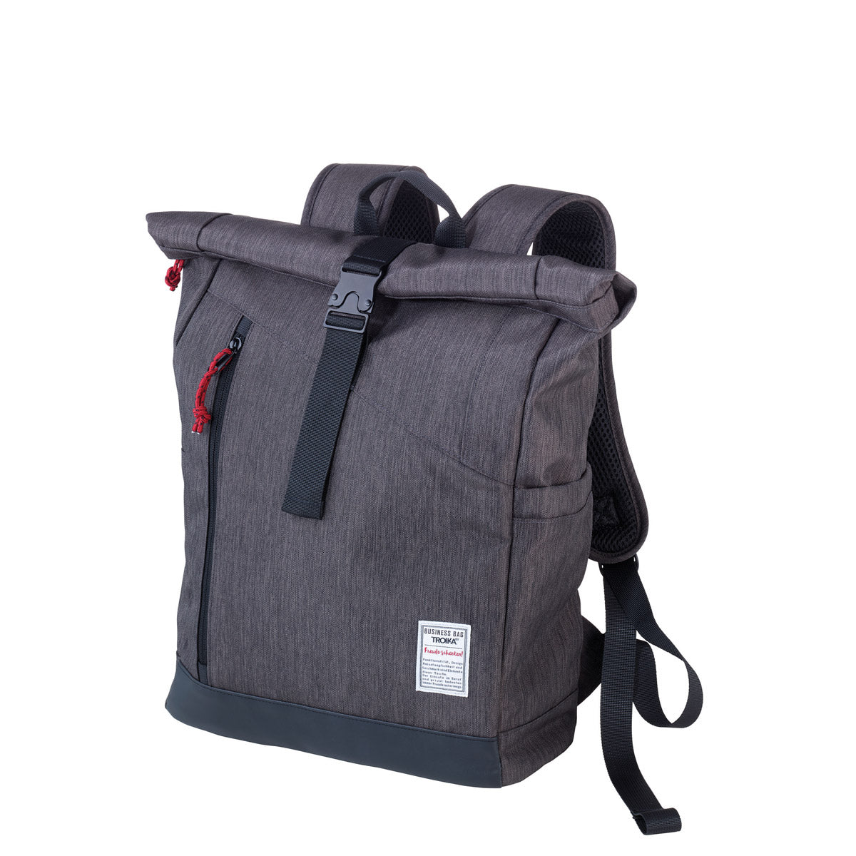 best hiking roll top backpack buckles Troika Roll Top Laptop Backpack with Metal Buckle Closure