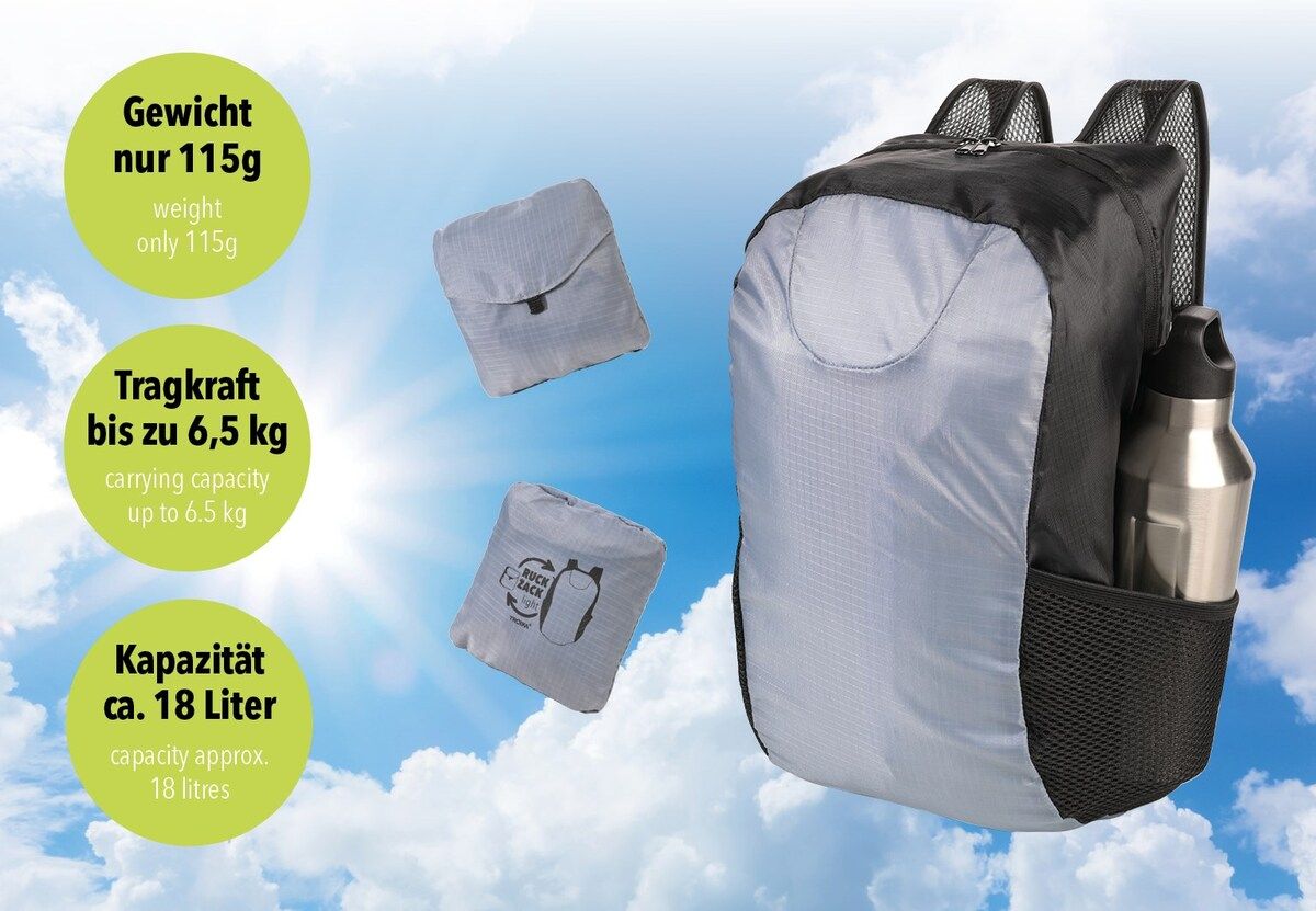 Troika RUCKZACK, Fold-able Ultra Lightweight 18 Liter Backpack Troika RUCKZACK, Fold-able Ultra Lightweight 18 Liter Backpack