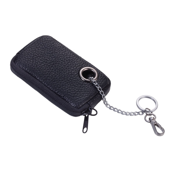 Troika Schlussel Loch Keychain with Zipper Coin Pouch in Black Leather Shown as is