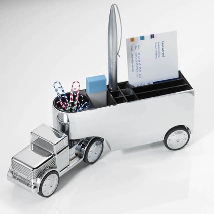 Troika Office Trucker Desk Organizer with desk supplies, GAM06/CH