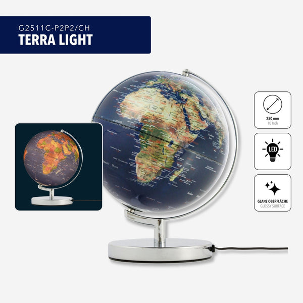 Troika TERRA LIGHT 10-Inch Illuminated Table Globe
