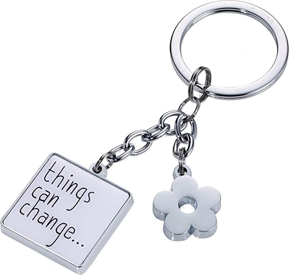 Troika Things Can Change Charm Keychain White and Chrome