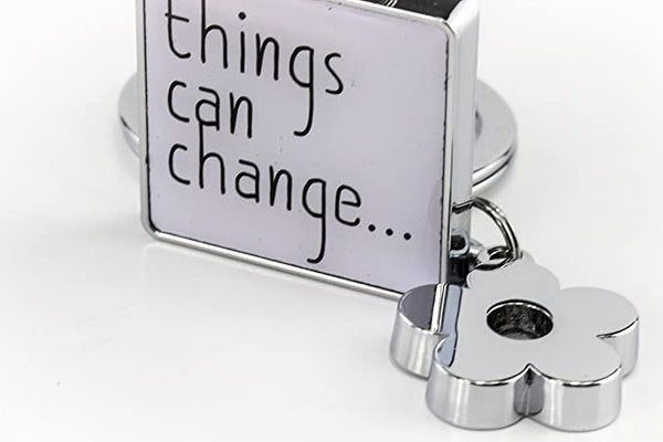 Troika Things Can Change Charm Keychain White and Chrome