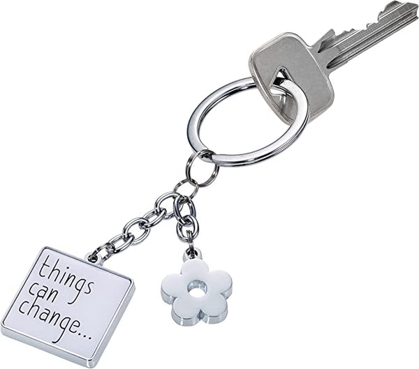 Troika Things Can Change Charm Keychain White and Chrome