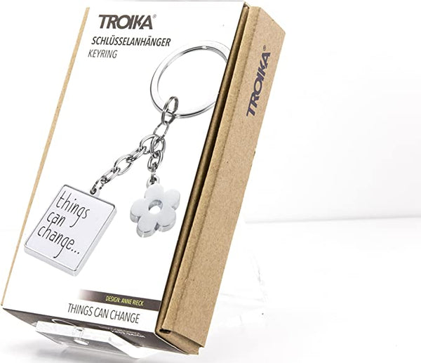 Troika Things Can Change Charm Keychain White and Chrome
