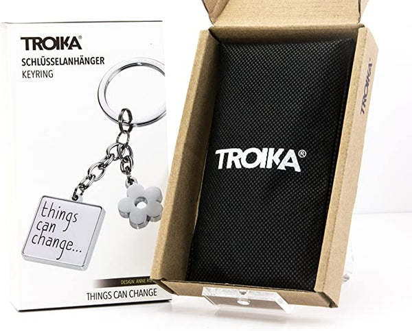Troika Things Can Change Charm Keychain White and Chrome