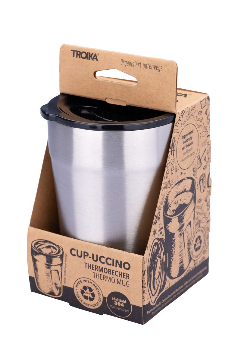 Troika CUP-UCCINO Travel Thermos Cup with Lid for Hot Drinks Silver