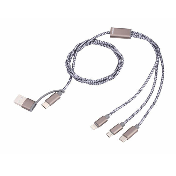 Troika Trident 3 in 1 USB Charging Cable USB, USB C and Lightening Cable