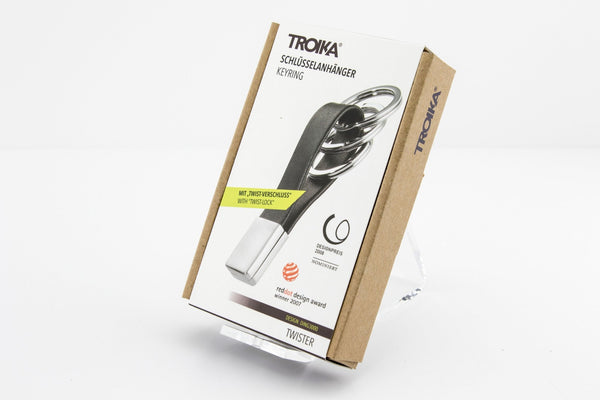 Troika Twister Quick Release Strap Keychain with Three Rings - Black