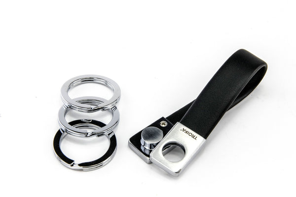 Troika Twister Quick Release Strap Keychain with Three Rings - Black
