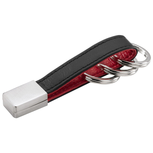 Troika Twister Quick Release Strap Keychain with Three Rings Black Red