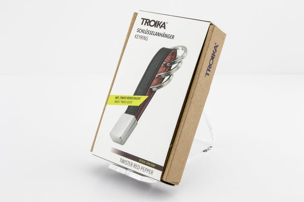 Troika Twister Quick Release Strap Keychain with Three Rings Black Red