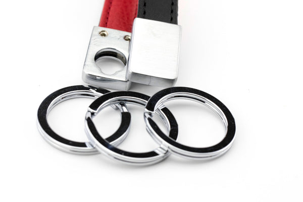 Troika Twister Quick Release Strap Keychain with Three Rings Black Red