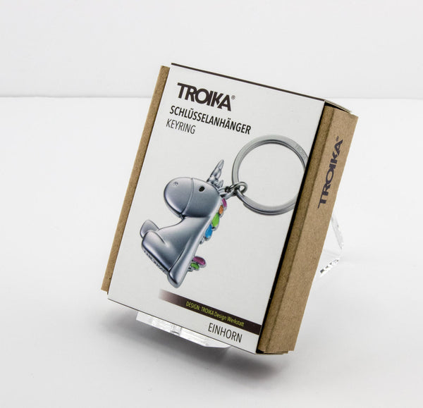 Troika Unicorn Charm Keychain with Rainbow Mane