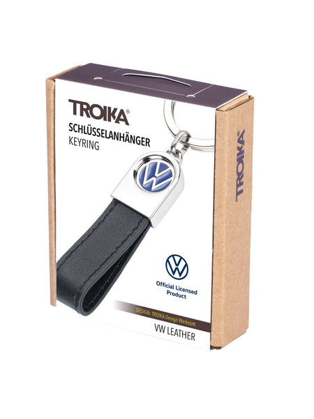 Troika VW Leather, Strap Keychain with Metal Volkswagen Logo