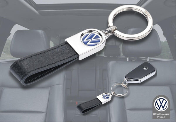 Troika VW Leather, Strap Keychain with Metal Volkswagen Logo