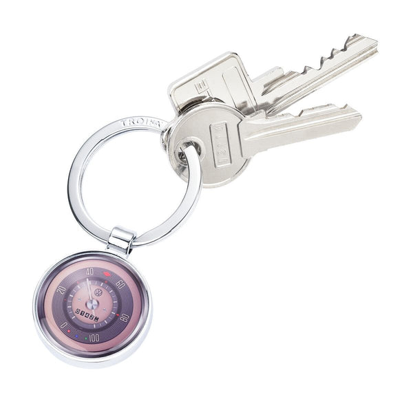 Troika VW RETRO TACHO Pendant Keychain with Retro Volkswagen Speedometer Art