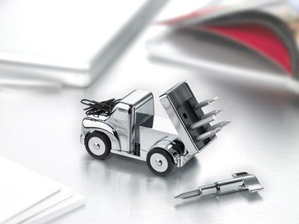 Troika Walton Truck Paperweight and Tool Set's tilt-able loading platform, GAM81/CH