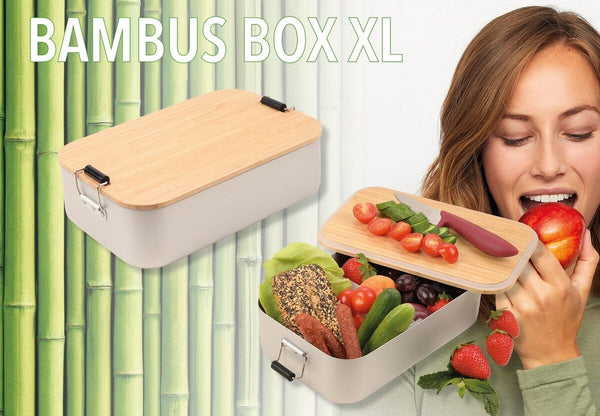 Troika XL Bambus Lunch Box with Classic Clip Lock Design and Bamboo Lid